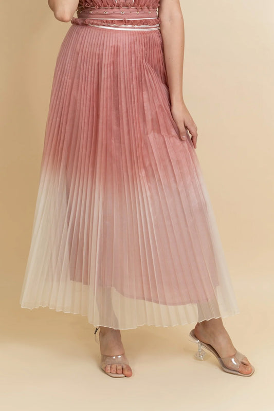 Pleated organza skirt. (Rose gold)
