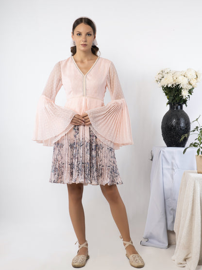 Dotted chiffon skater dress. image 0