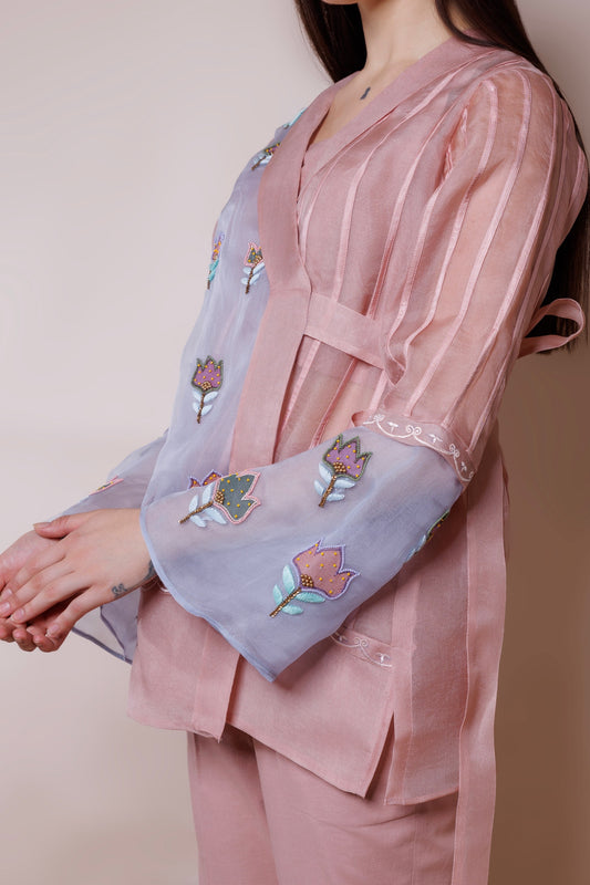 Rose gold wrap around blazer image 1