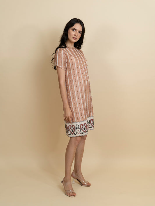 Galaxy embroidered knee length dress with sleeves. image 0