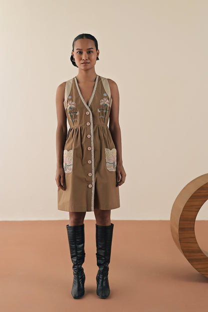 Tampa walnut embroidered dress image 3