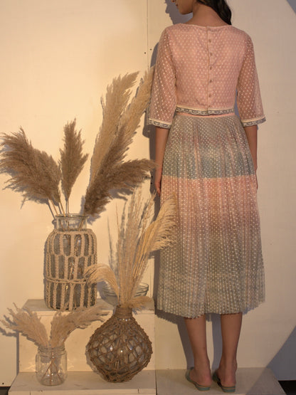 Print pleated dotted net skirt image 2